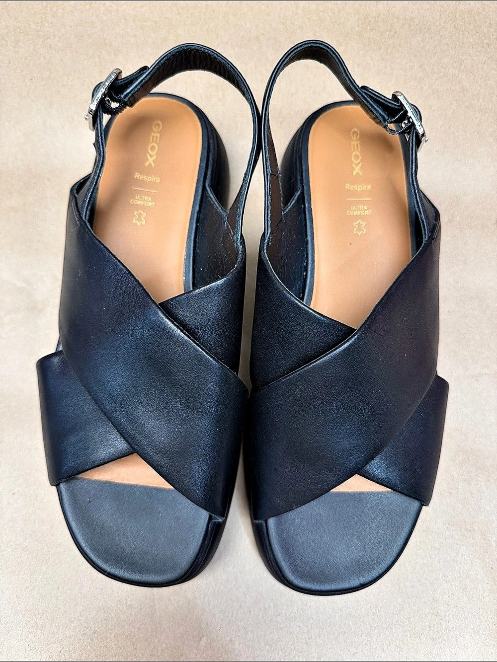 Geox Respira Platform Wedge Sandals Black EU 38